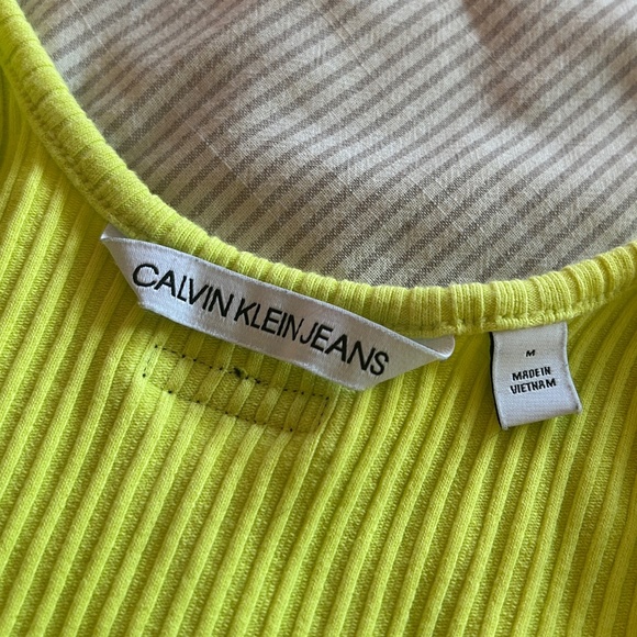 Calvin Klein - Ribbed Sleeveless Bodycon Dress - Lime Green - Picture 3 of 3